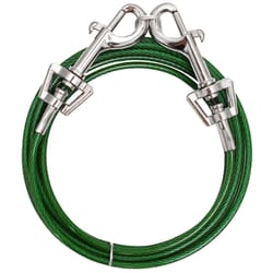 PDQ Green / Silver Tie-Out Vinyl Coated Cable Dog Tie Out Small