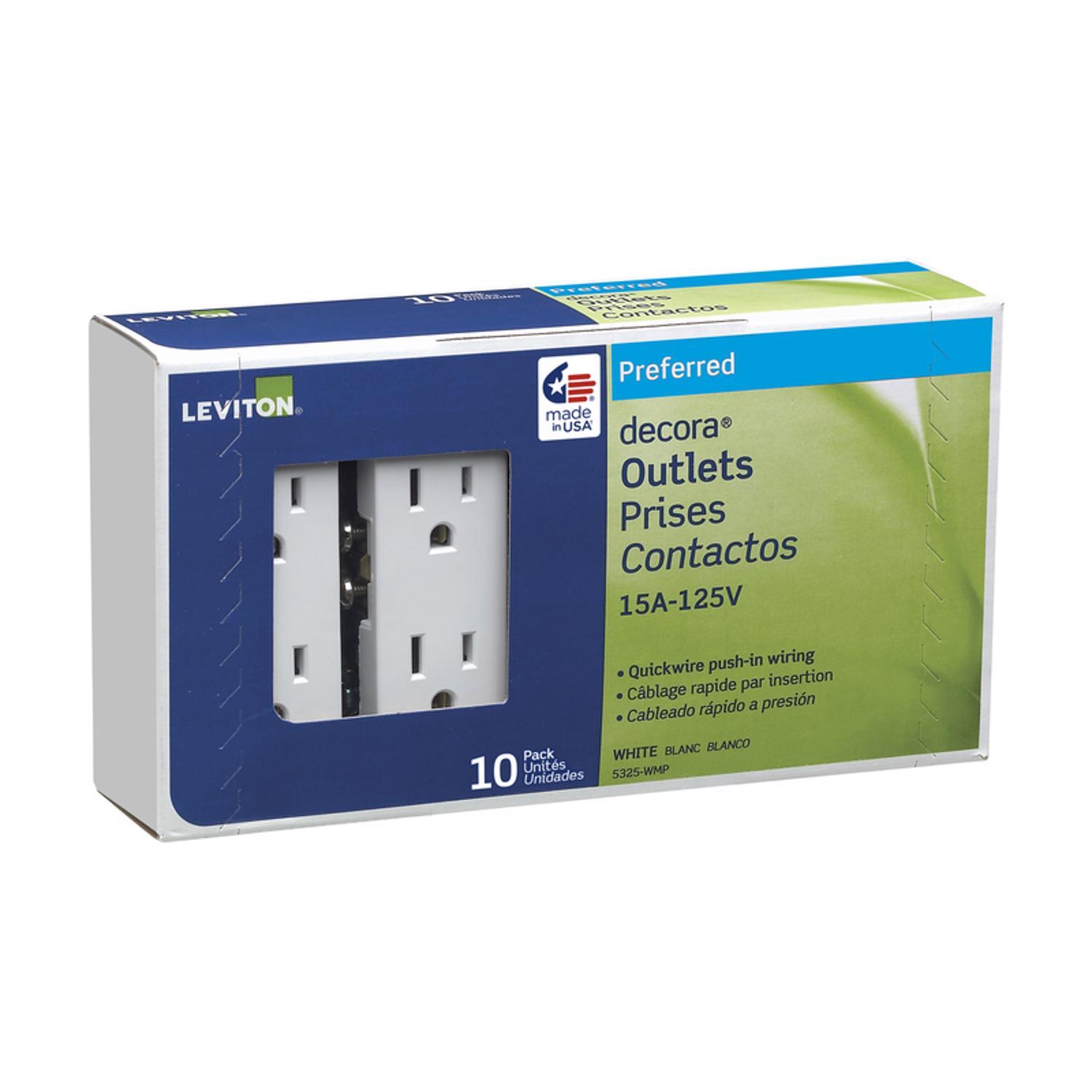 05325-WMP Leviton Decora 15 amps 125 V Duplex White Outlet 5 sku 05325-WMP