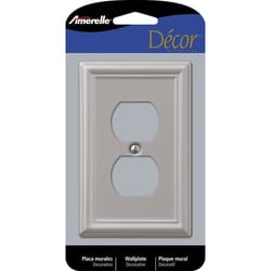 Amerelle Chelsea Brushed Nickel Gray 1 gang Stamped Steel Duplex Outlet Wall Plate 1 pk