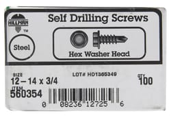 Hillman No. 12-14 X 3/4 in. L Hex Washer Head Sheet Metal Screws 100 pk