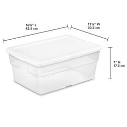 Sterilite Storage Box 16 Qt., 16.6 " L x 11.8 " W x 7 " H Clear