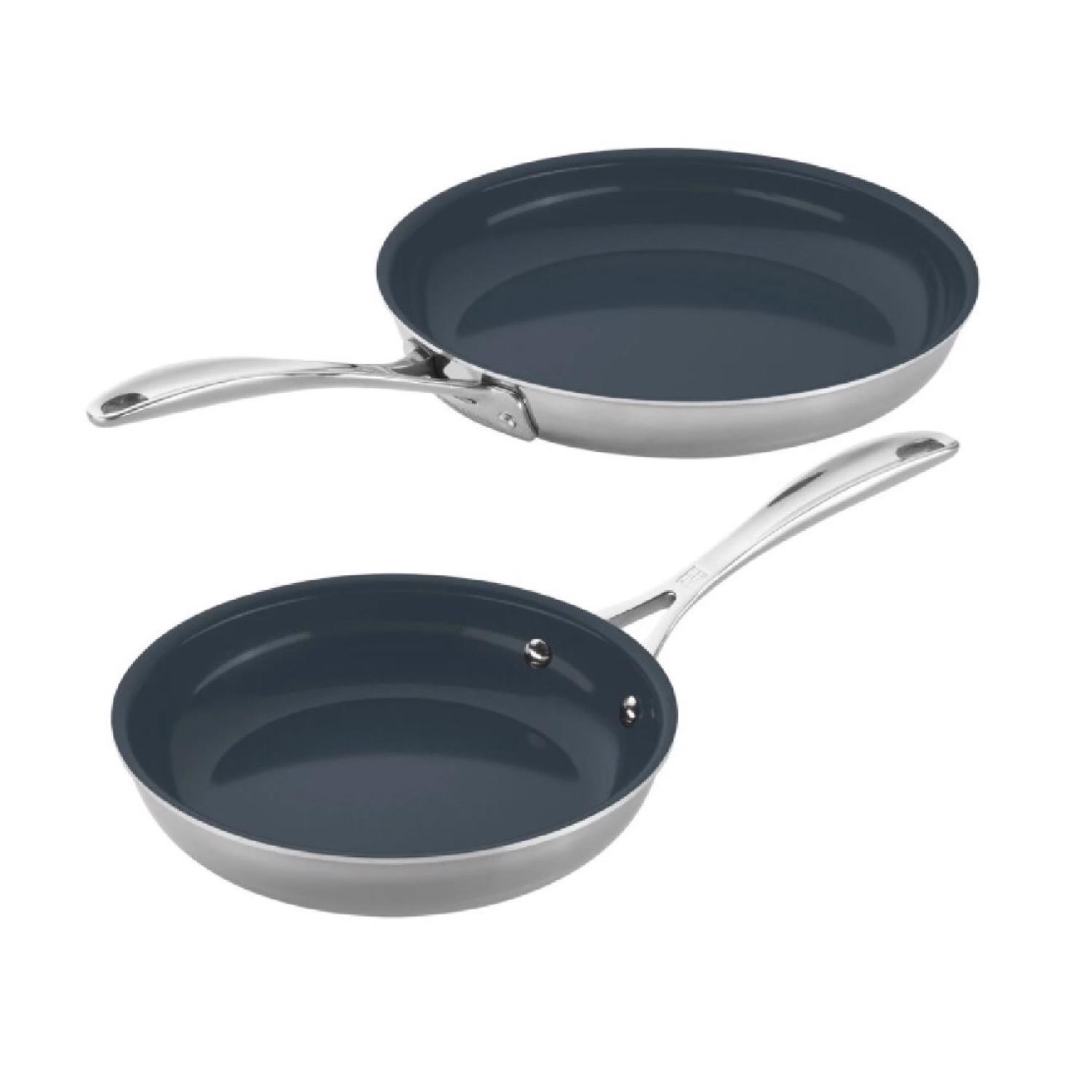 Zwilling J.A Henckels Clad CFX Ceramic/Stainless Steel Fry Pan Set Black/Silver Sansujyuku sansujyuku.com