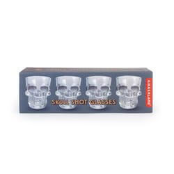 Kikkerland 1 oz Clear Glass Skull Shot Glass Set