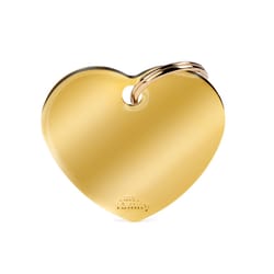 MyFamily Basic Gold Heart Aluminum Dog Pet Tags Large