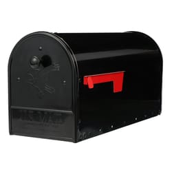 Architectural Mailboxes Outback Classic Galvanized Steel Post Mount Black Double Door Mailbox