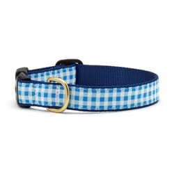 Up Country Blue Gingham Nylon Dog Collar Large