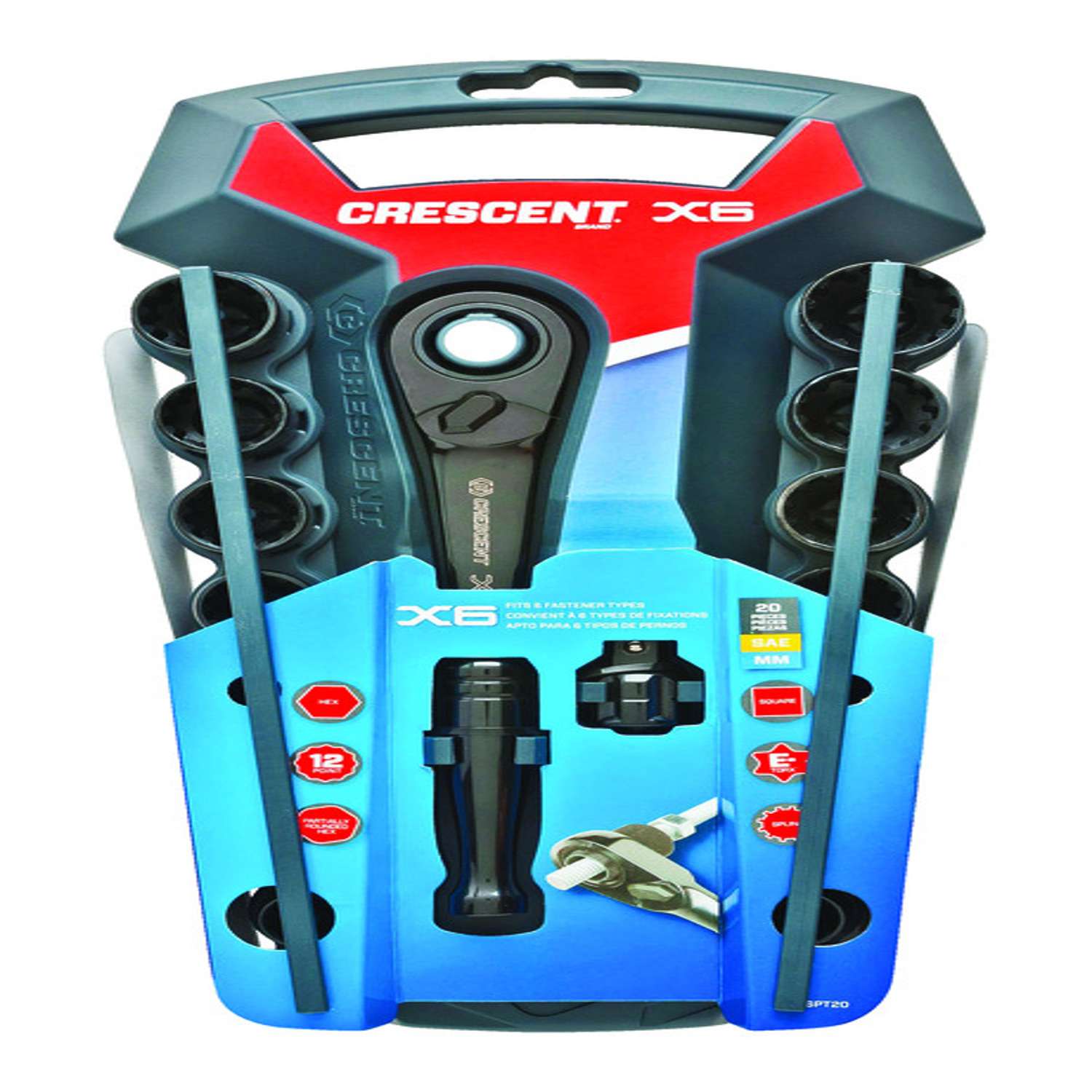 Crescent X6 3/8 in. drive S Metric and SAE 12 Point Socket and Ratchet