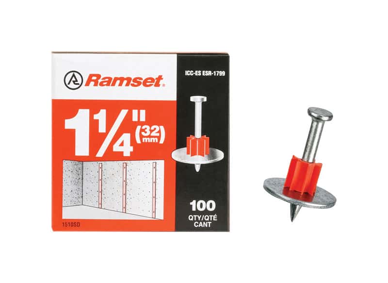 Ramset .3 in. D X 11/4 in. L Steel Round Head Drive Pin with Washer
