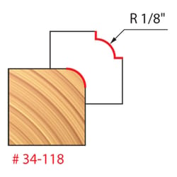 Freud 3/4 in. D X 1/8 in. X 2-1/2 in. L Carbide Rounding Over Router Bit