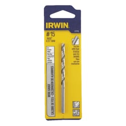 Irwin #15 X 3-3/8 in. L High Speed Steel Wire Gauge Bit Straight Shank 1 pc