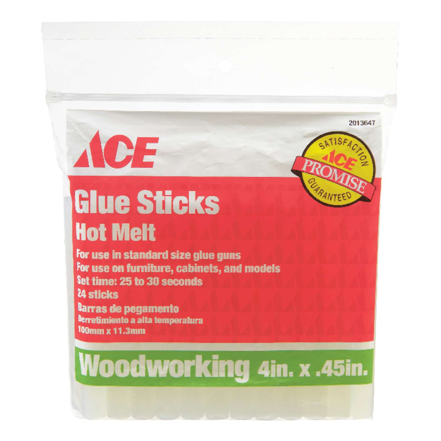 Ace .45 in. Dia. x 4 in. L Woodworking Glue Sticks Clear 24 pk Ace