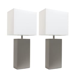 All The Rages Elegant Designs 21 in. Leather Gray/White Table Lamp