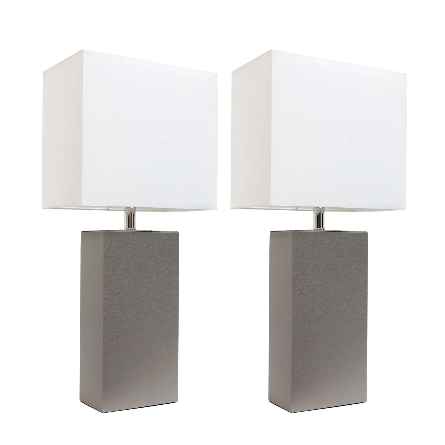 All The Rages Elegant Designs 21 in. Leather Gray/White Table Lamp ...