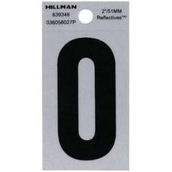 HILLMAN 2 in. Reflective Black Vinyl  Self-Adhesive Letter O 1 pc