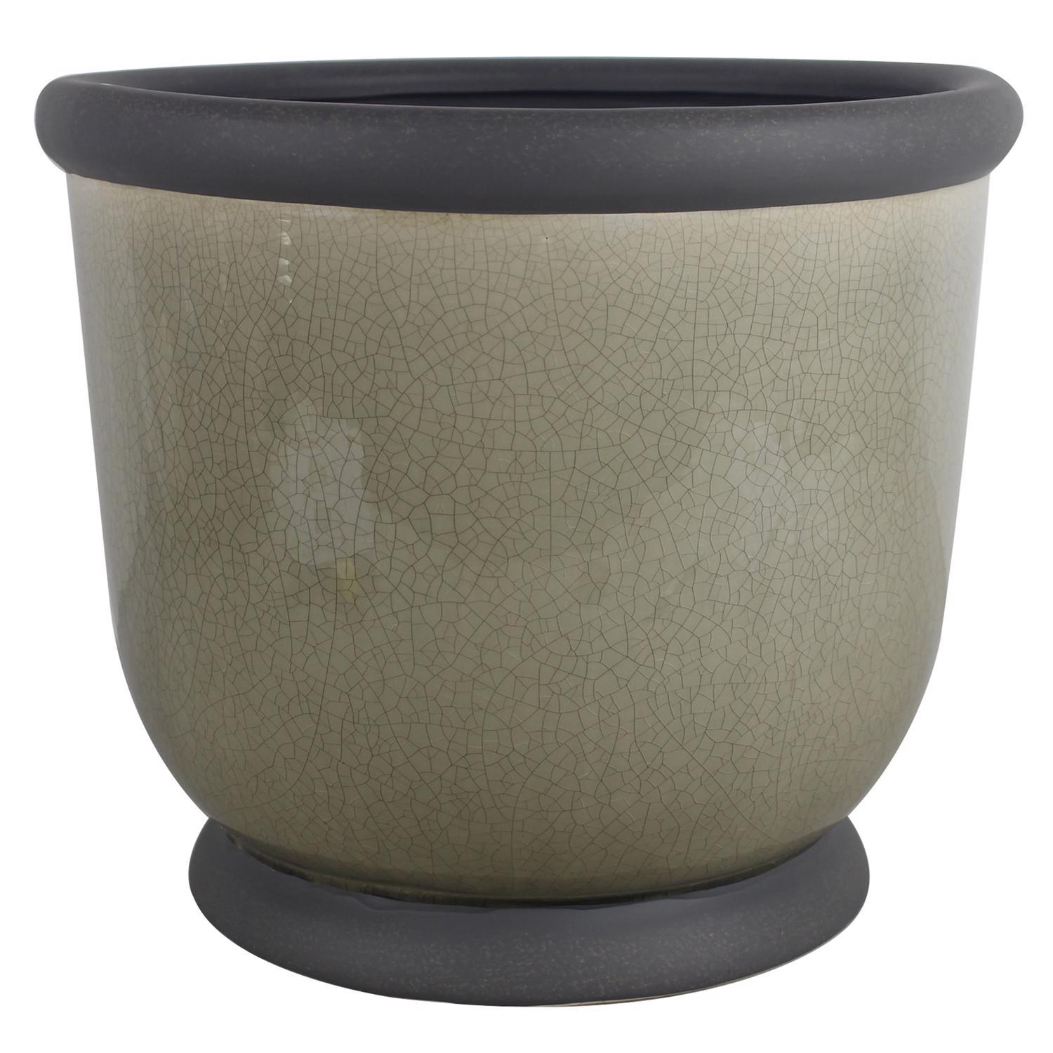 Trendspot Bellville 12 in. D Ceramic Pedestal Planter Gray