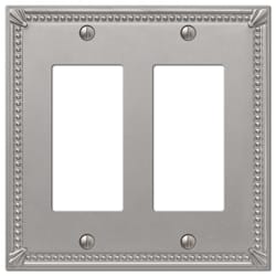 Amerelle Imperial Bead Brushed Nickel 2 gang Metal Decorator Wall Plate 1 pk