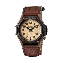 Casio Forester Mens Classic Round Brown Analog Watch Canvas Water Resistant