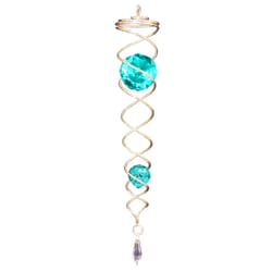 Spinfinity Designs Multi-color Stainless Steel 13.62 in. Gold/Aqua Twister Outdoor Spinner