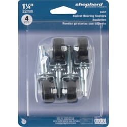 Shepherd Hardware 1-1/4 in. D Swivel Plastic Caster Wheel w/Stem 40 lb 4 pk