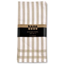 Kane Home Taupe/White Cotton Striped Kitchen Towel 3 pk