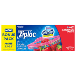 Ziploc Grip 'n Seal Technology 1 gal Clear Zipper Storage Bag 42 pk