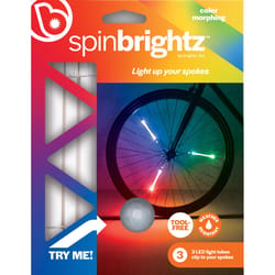 Brightz Spin Brightz Multicolor LED Bike Accessory ABS Plastics, Silicone/Rubber, Electronics 1 pc