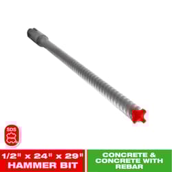 Diablo Rebar Demon 1/2 in. X 29 in. L Carbide Tipped Hammer Drill Bit SDS-Max Shank 1 pk