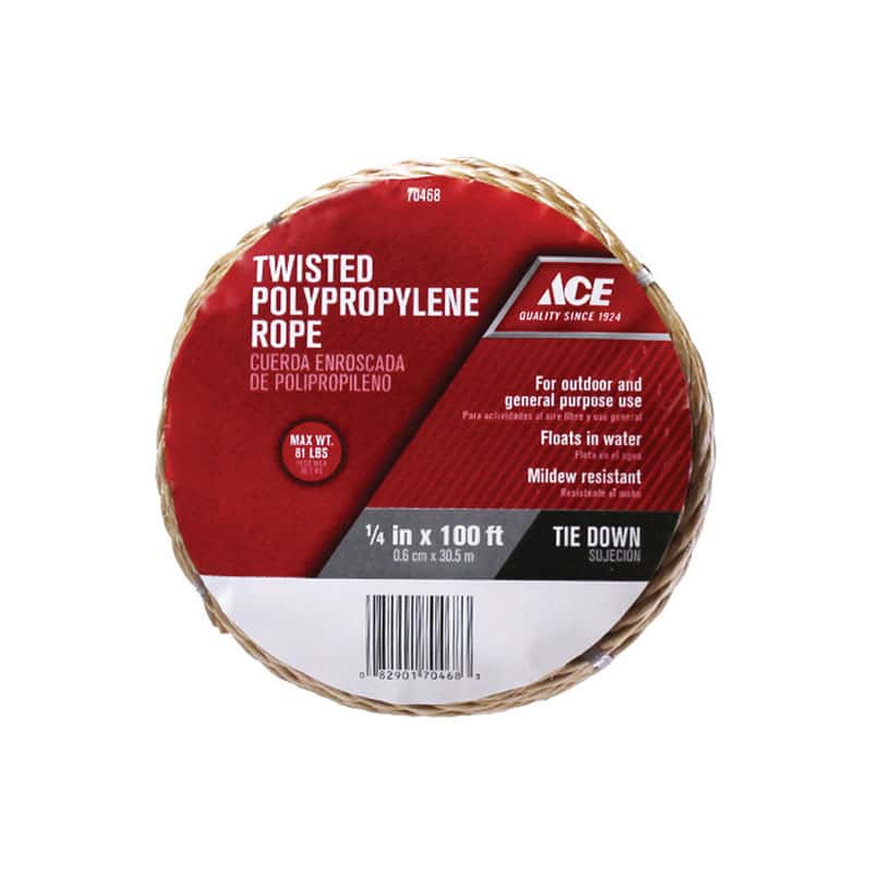Ace 1/4 in. Dia. x 100 ft. L Brown Twisted Poly Rope Ace Hardware