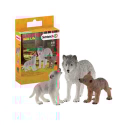 Schleich Wild Life Mother Wolf with Pups Toy Multicolored 3 pc