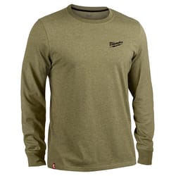 Milwaukee XXL Long Sleeve Men's Crew Neck Green Hybrid Work Tee Shirt