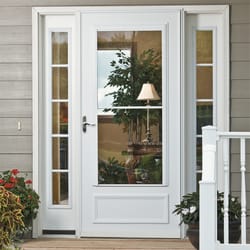 Larson 81 in. H X 36 in. W Vinyl/Wood White Mid-View Reversible Self-Storing Storm Door