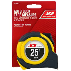 Ace 25 ft. L X 1 in. W Auto Lock Tape Measure 1 pk