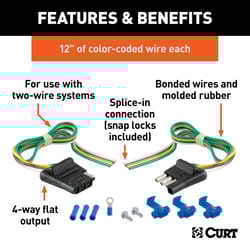 CURT 4 Flat Connector Plug and Socket 12 in.