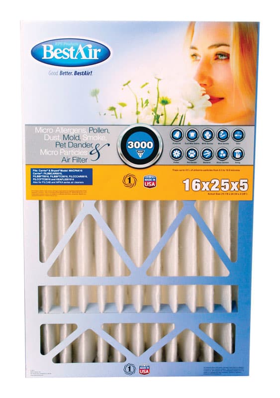 BestAir 16 in. W X 25 in. H X 5 in. D 13 MERV Pleated Air Filter 1 pk Uae Electronic uaeelectronic.com