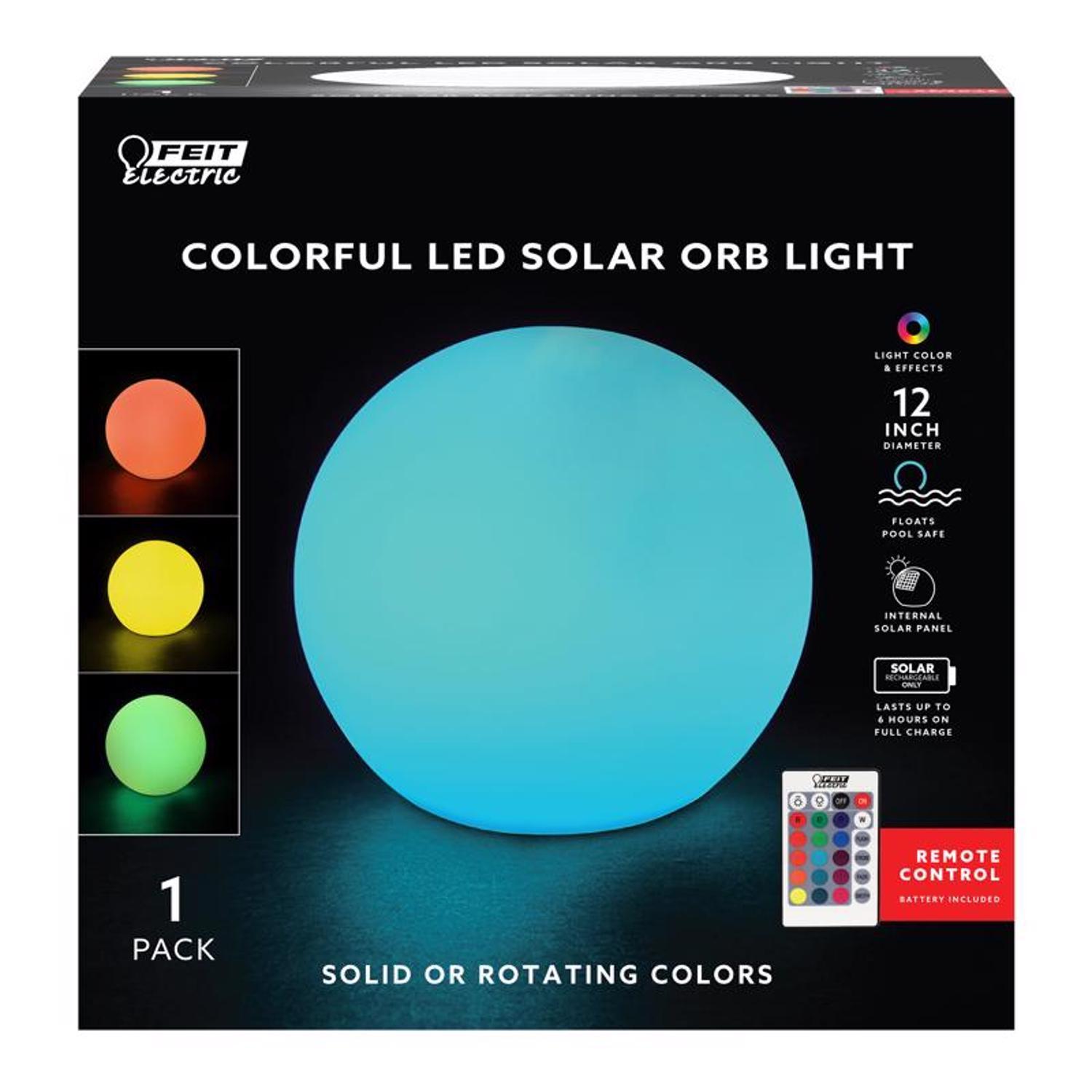 Feit Solar Fixtures 11.5 in. Solar Power Plastic Round Assorted Color Changing Orb Mfr ORB12 SOL Ace Hardware