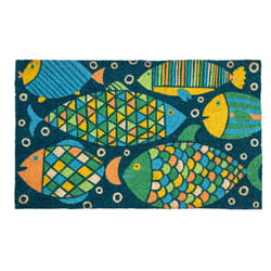Entryways 17 in. W X 28 in. L Multicolored Fancy Fish Coir Door Mat