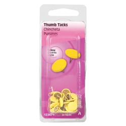 Hillman 0.375 in. L Yellow Steel Thumb Tacks 40 pk Hillman 0.375 in. L Yellow Steel Thumb Tacks 40 pk