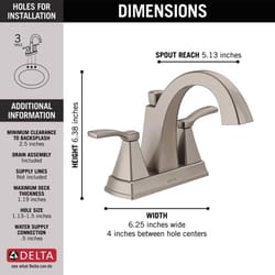 Delta Flynn Stainless Steel Traditional Pop-up Bathroom Sink Faucet 4 in.