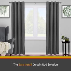 Kenney Fast Fit Matte Black Lilly Curtain Rod 66 in. L X 120 in. L