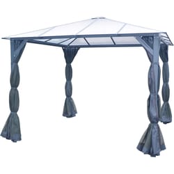 Hanover Polycarbonite Gazebo with Curtain and Netting 8.3 ft. H X 10 ft. W X 10 ft. L