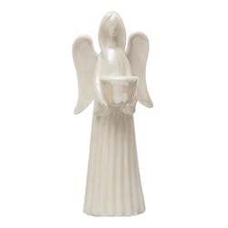 Creative Co-op White Angel Taper Candle Holder 6 in.