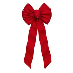 Holiday Trims Red 7 Loop Christmas Bow 10 in.
