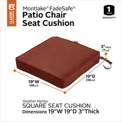 Classic Accessories Montlake Red Polyester Seat Cushion 3 in. H X 19 in. W X 19 in. L