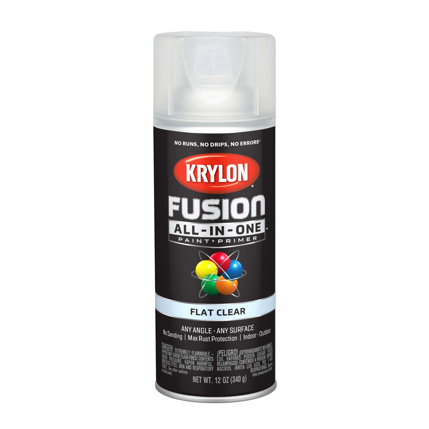 Krylon Fusion AllInOne Flat Clear Paint + Primer Spray Paint 12 oz