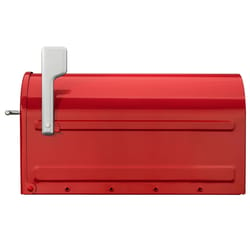 Architectural Mailboxes Boulder Modern Galvanized Steel Post Mount Red Mailbox