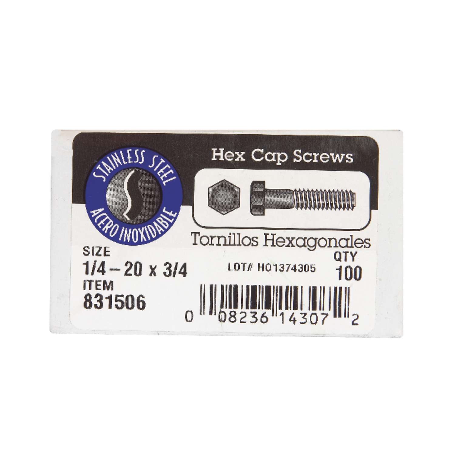 Hillman 1/4-20 in. D X 2 in. L Stainless Steel Hex Head Cap Screw 100 pk Hillman 1/4-20 in. D X 2 in. L Stainless Steel Hex Head Cap Screw 100 pk
