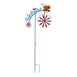 Glitzhome Multicolored Metal 48 in. H X 19 in. L X 1.25 in. W Bicycle Wind Spinner Yard Stake