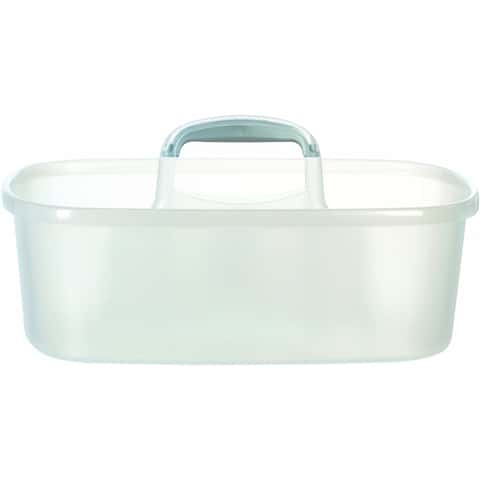 Casabella 4 Gallon Storage Bucket Caddy Bin w/ Handle for Cleaning, White 