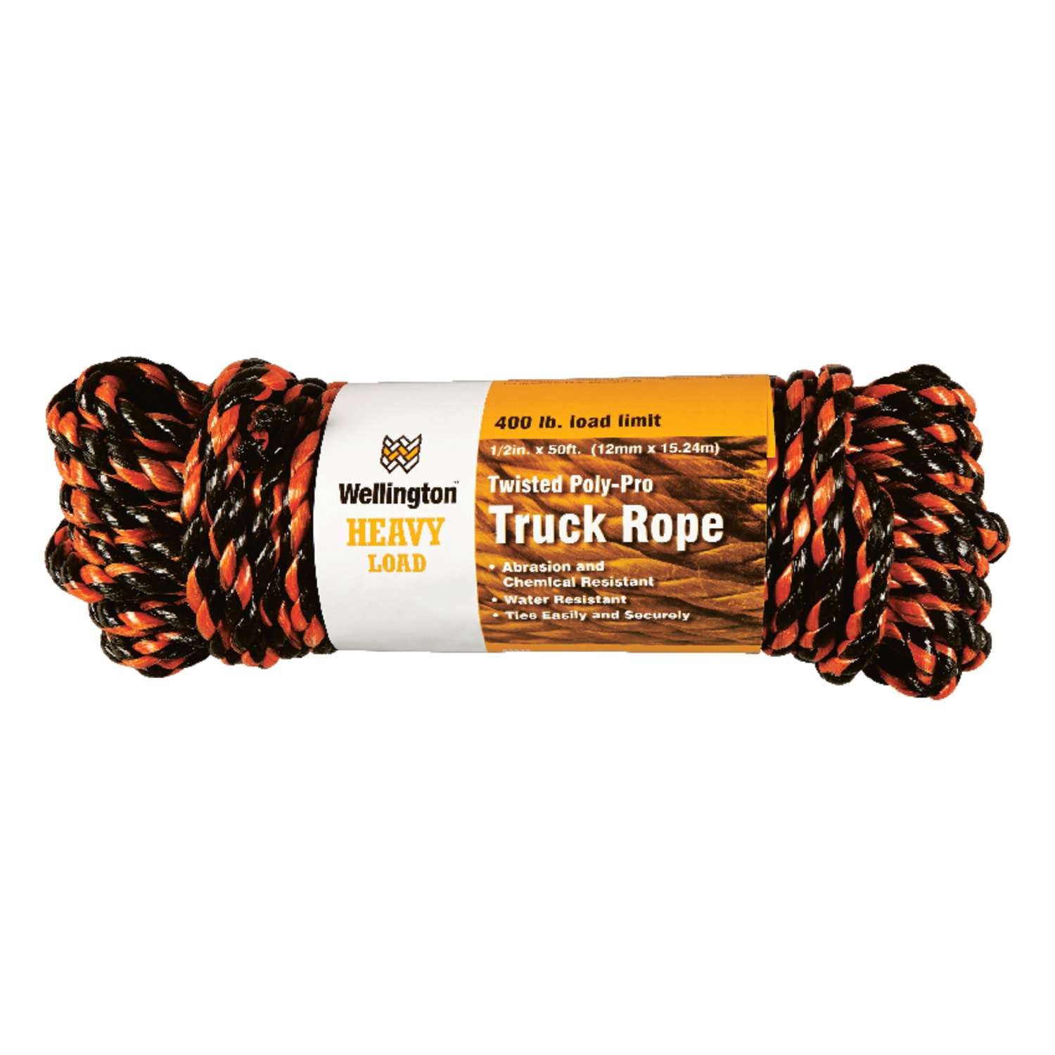 Wellington 1/2 in. D X 50 ft. L Black/Orange Twisted Poly Truck Rope