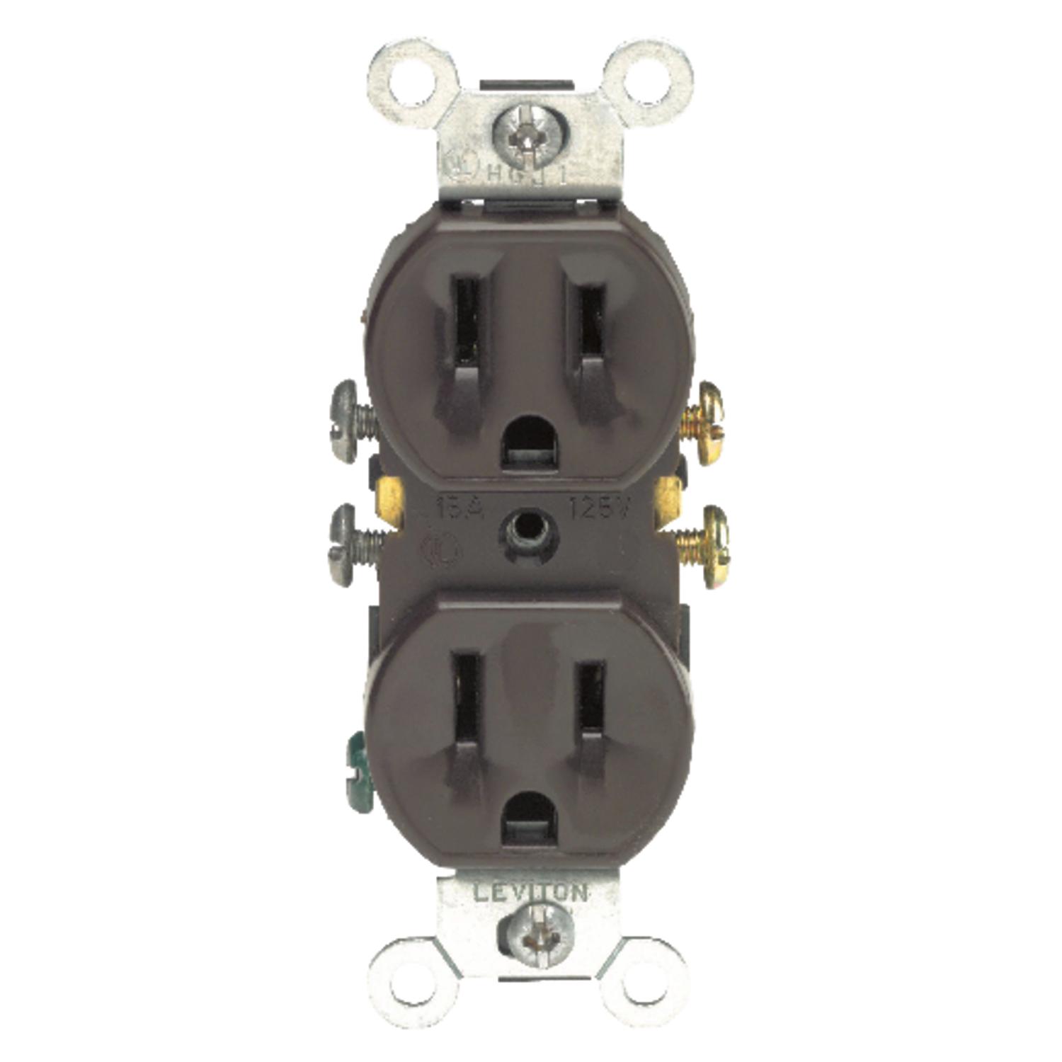 UPC 078477427453 product image for Leviton 15 amps 125 volt Brown Outlet 5-15R 1 pk | upcitemdb.com